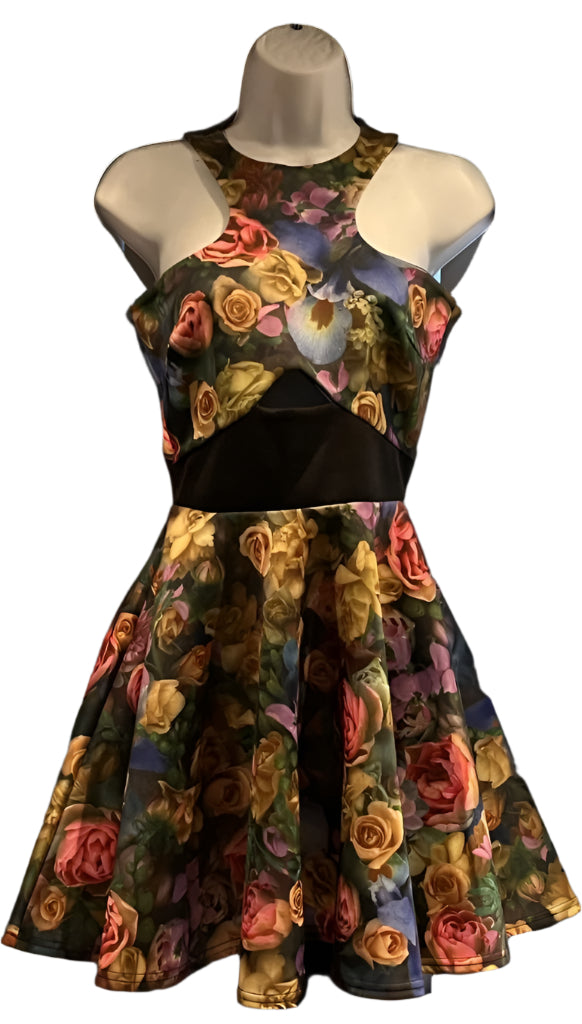 Boohoo Floral Cut Out Skater Dress - UK12