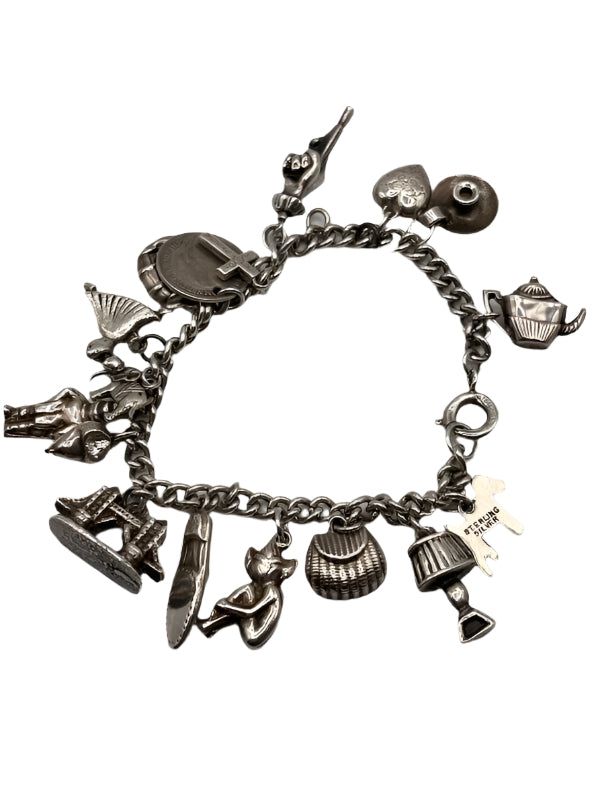 SOLID SILVER Hallmarked Charm Bracelet