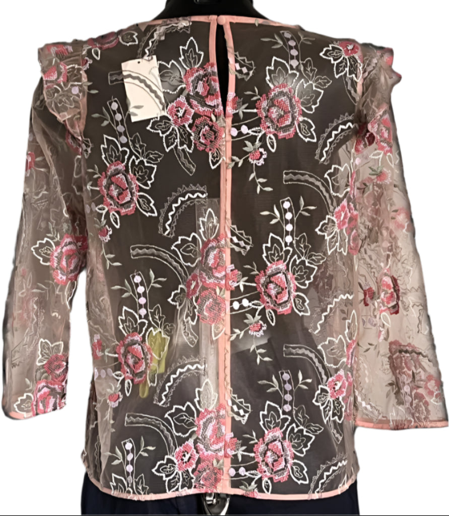 Next Pink Lace Top - Size UK10