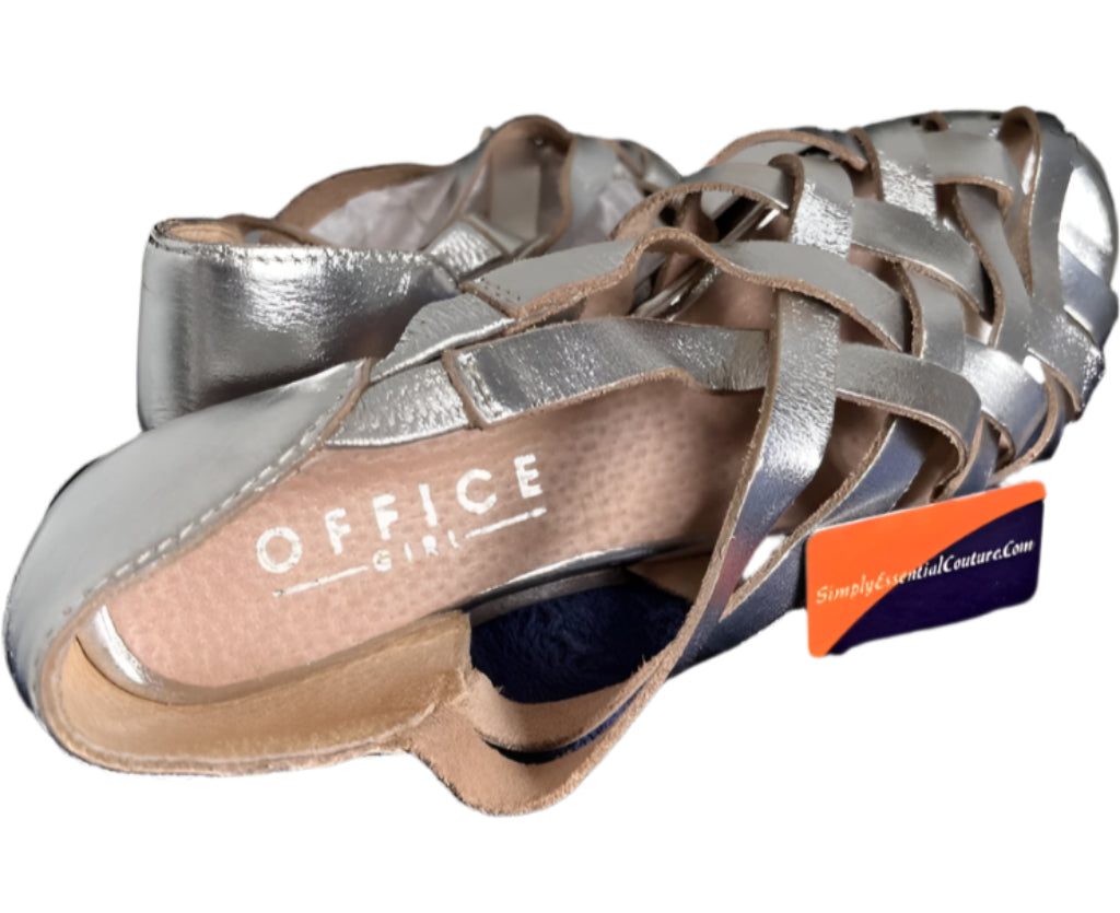 Office Silver Gladiator Leather Sandals - UK4