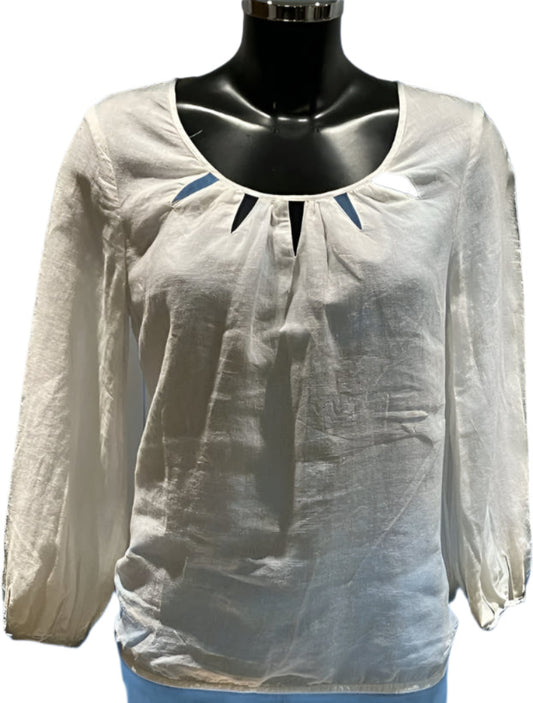 Nicole Farhi White Linen Top - Size UK M