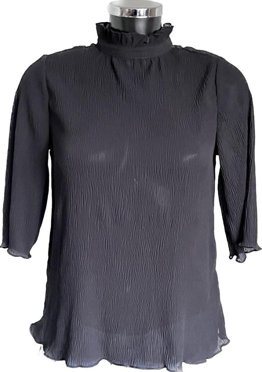 MONKL Black Chiffon Top - Size UK12