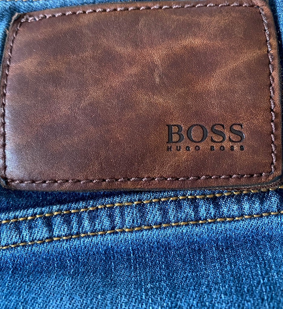 Hugo Boss Navy Jeans - Leather Patch