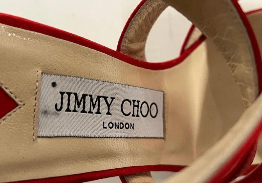Jimmy Choo Red Satin Sandals - Size 3