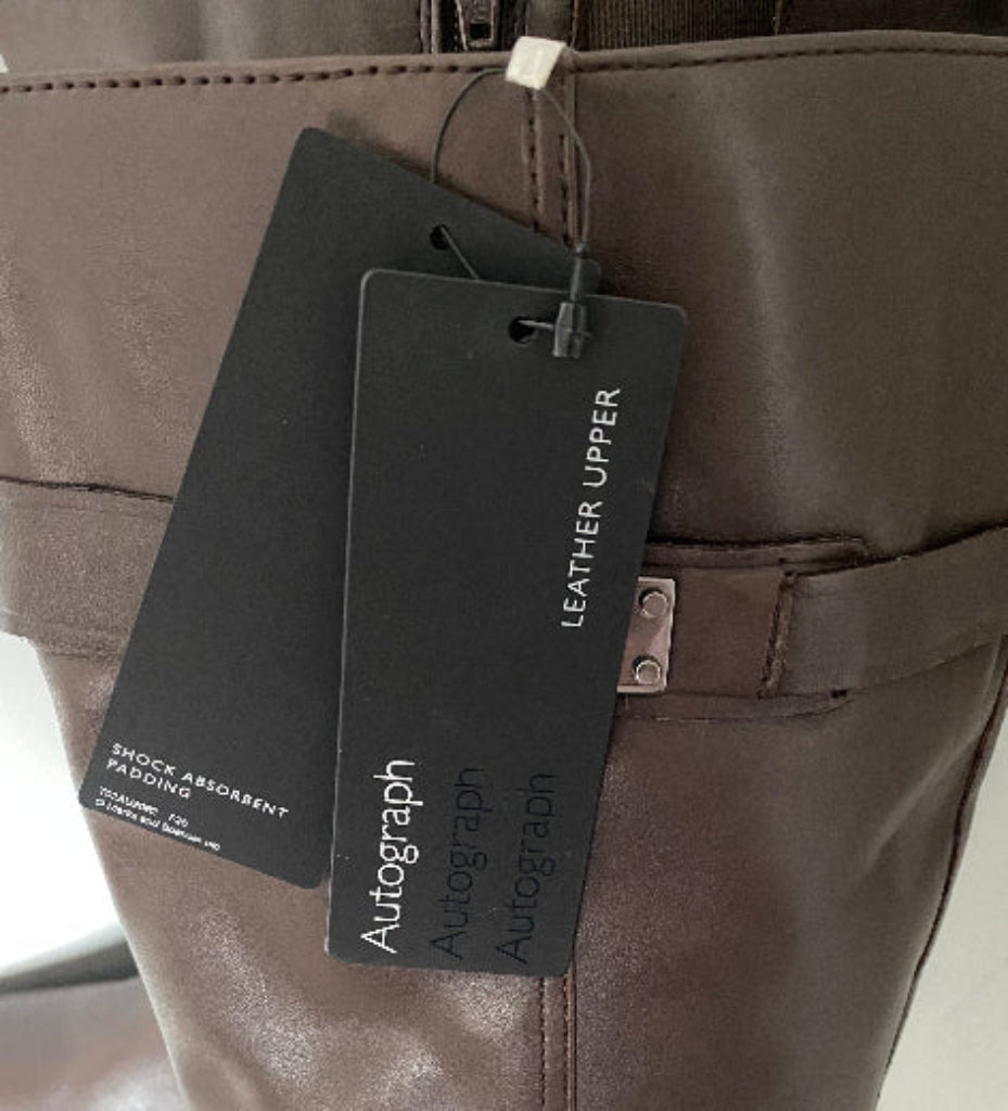 M & S Brown Leather Boots - UK7.5 - Tags