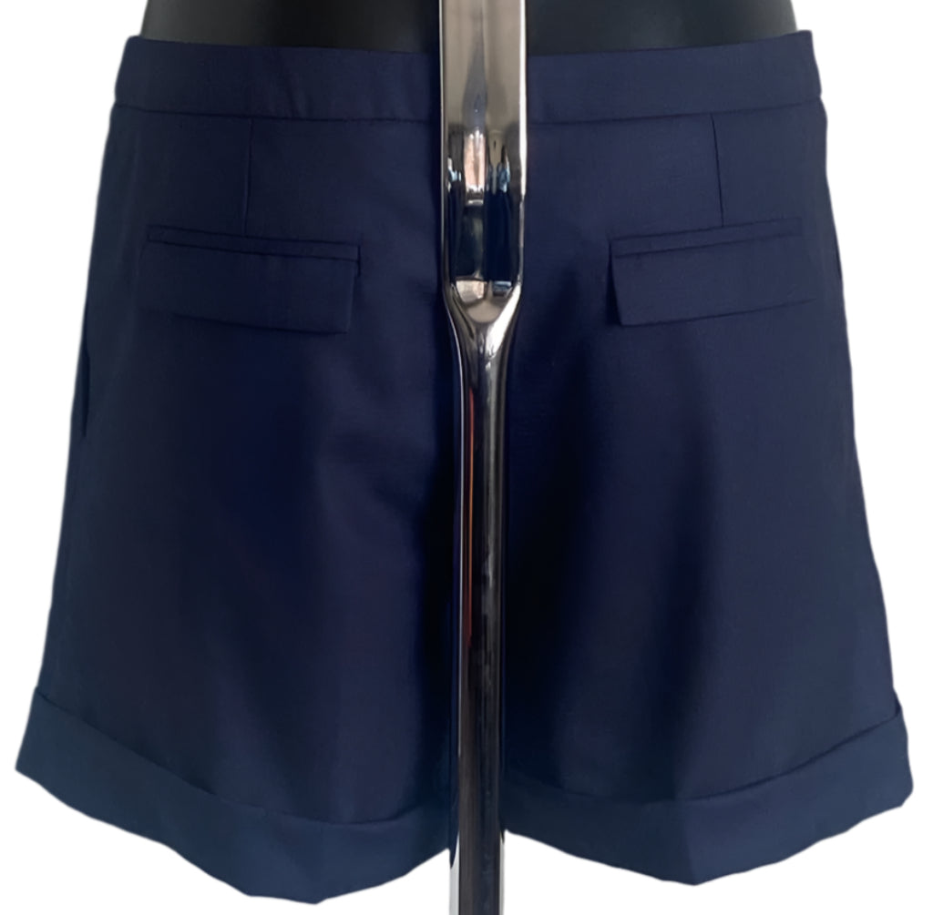TOPSHOP Navy Wool Shorts - Size UK12