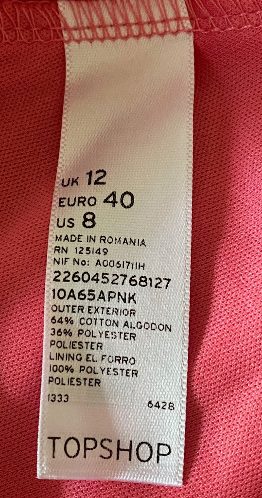 Topshop Pink Lace Skater Dress - UK12