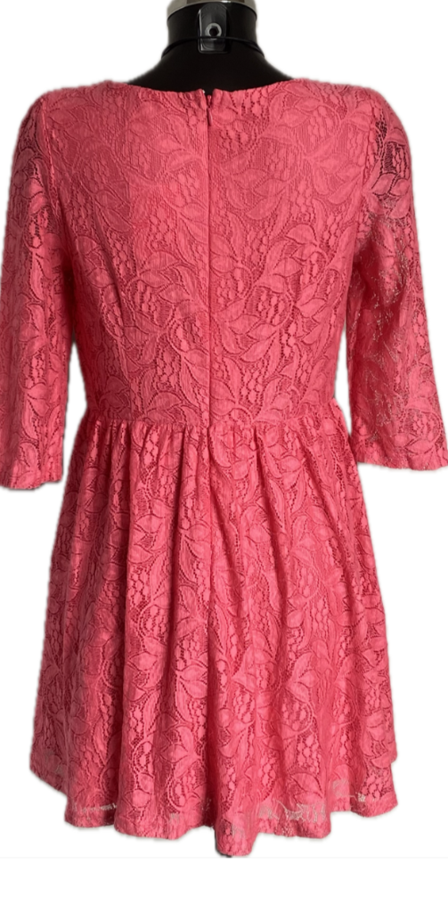 Topshop Pink Lace Skater Dress - UK12