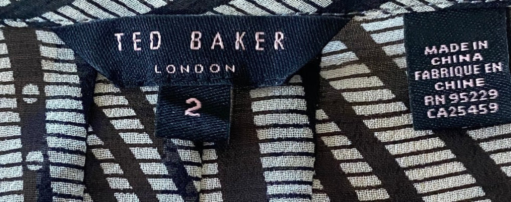 Ted Baker Black & White Silk Dress - UK10