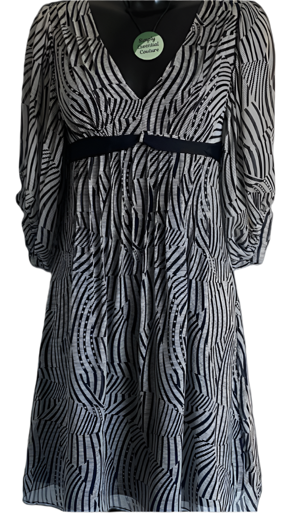 Ted Baker Black & White Silk Dress - UK10