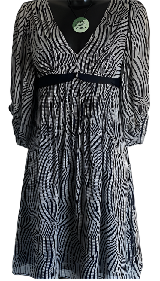 Ted Baker Black & White Silk Dress - UK10