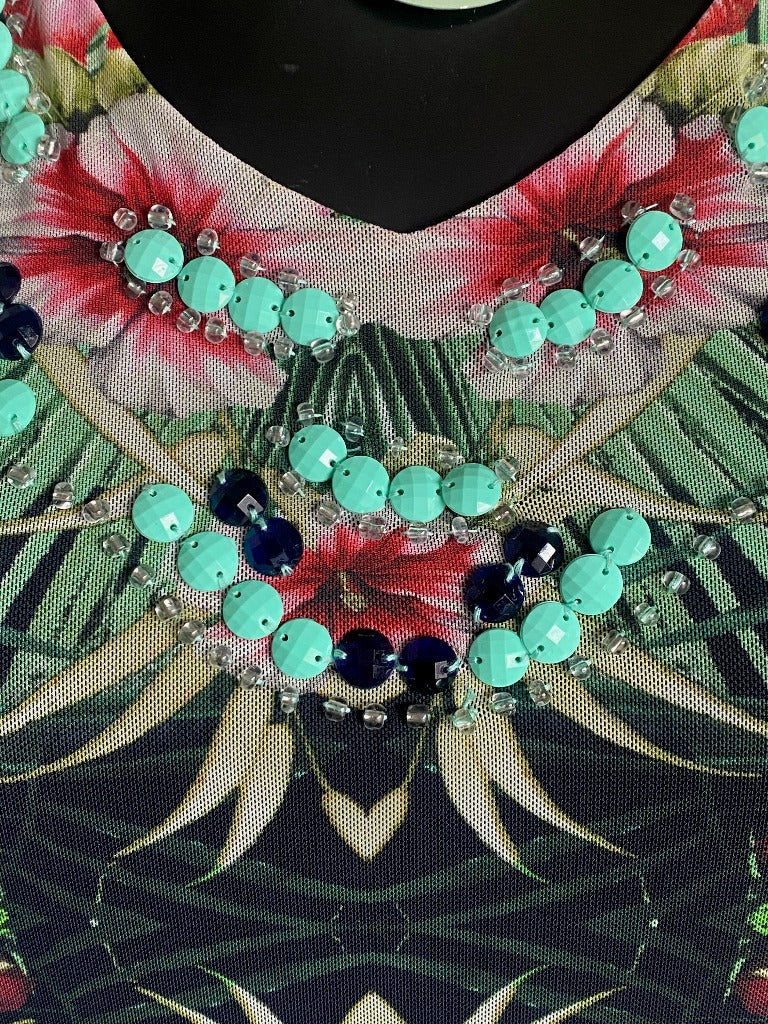 BETTY BARCLAY Green Flowered Dress - UK 12