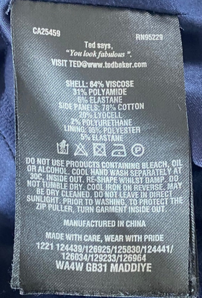 Ted Baker Navy Peplum Dress - Size UK12