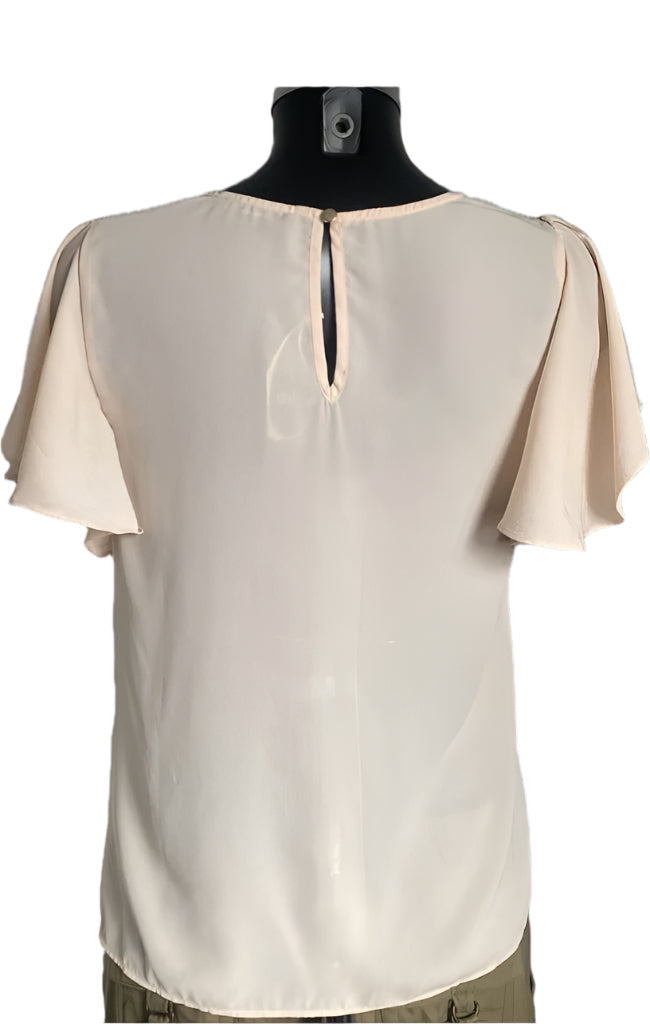 Oasis Light Apricot Chiffon Top - Size UK10