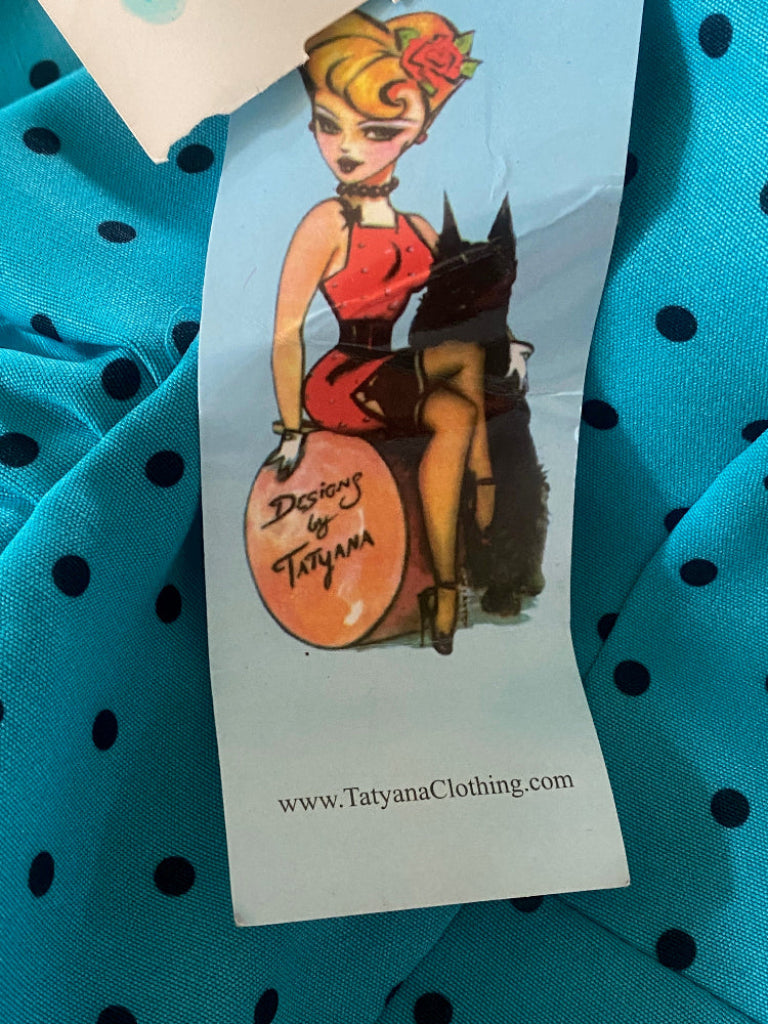 Tatyana Turquoise Polka Dot Dress - Tags