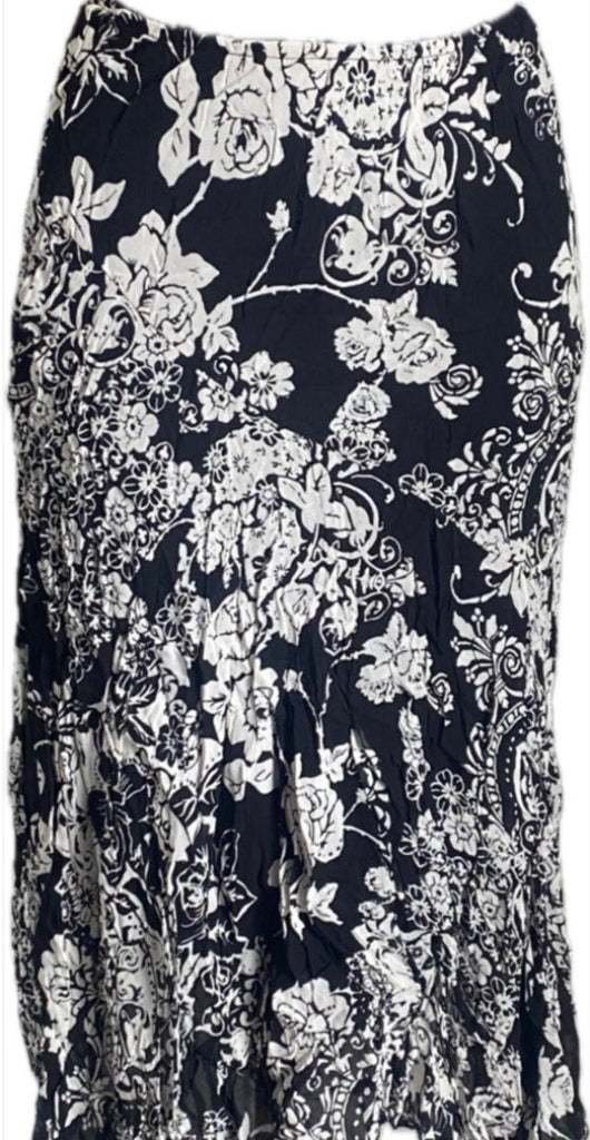 Per Una Black-White Crinkle Skirt - UK8