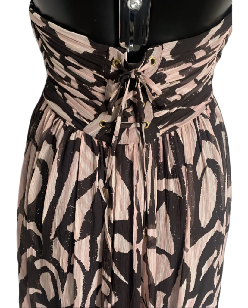 Whistles Pink & Brown Silk Dress -  UK10