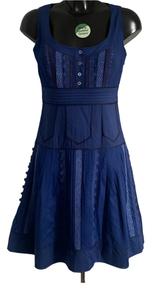 KAREN MILLEN Blue Cotton Dress - UK10