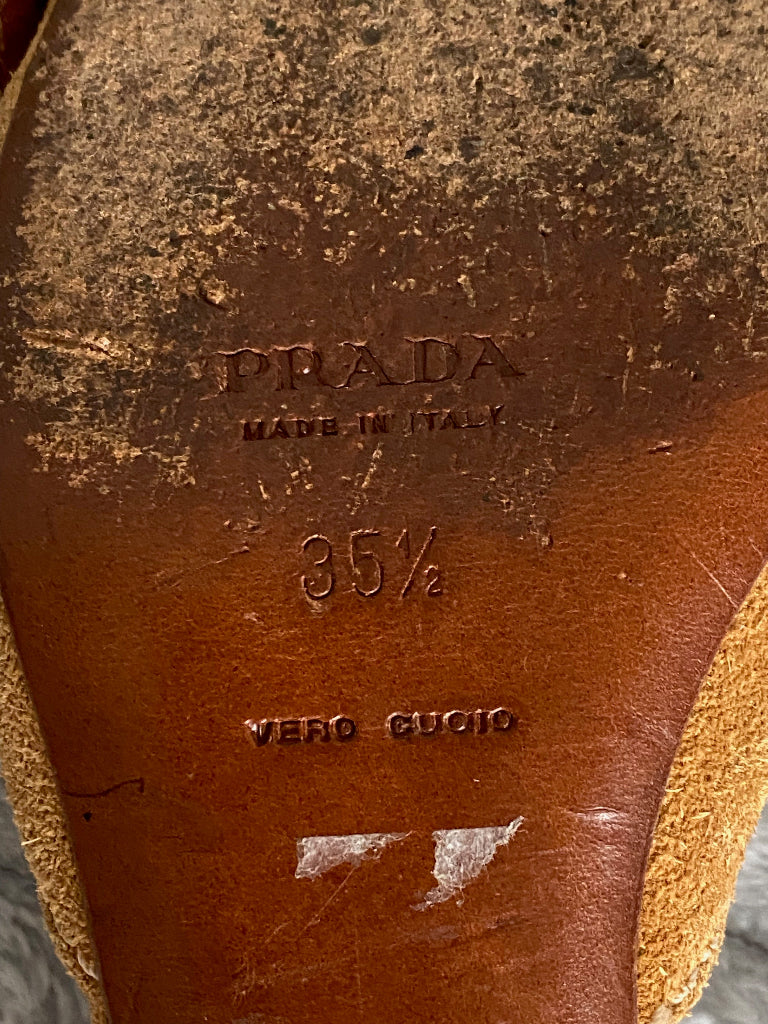 PRADA Tan Suede & Leather Shoes UK2.5