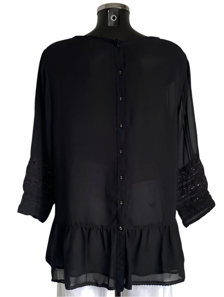 MINT VELVET Black Hobo Top - Size UK18