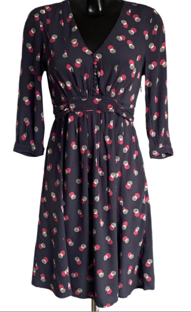 Boden Grey and Pink Pattern Dress - UK 6