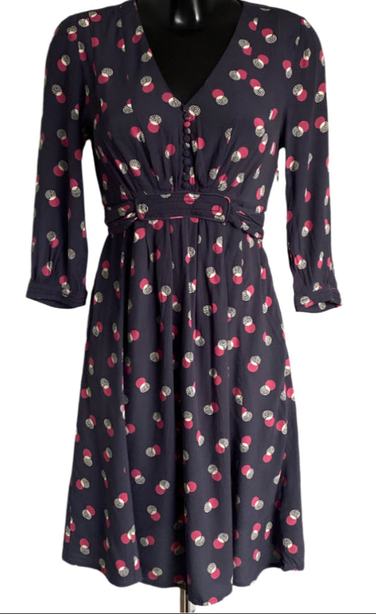 Boden Grey and Pink Pattern Dress - UK 6
