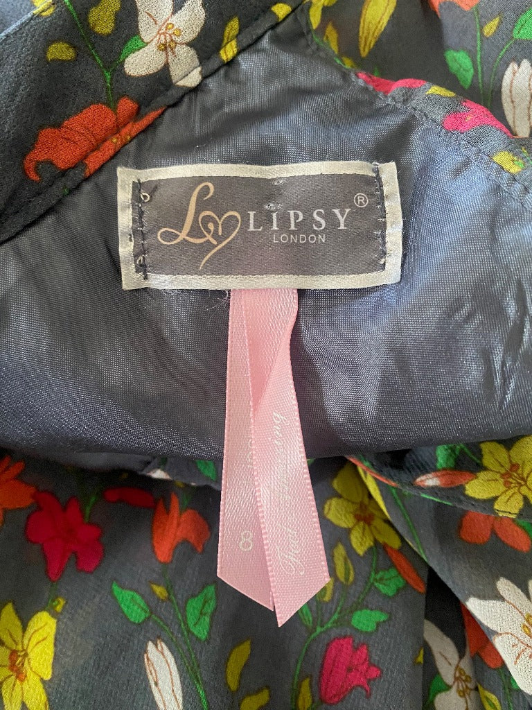 LIPSY Grey Floral Dress - Size UK8 - Tag