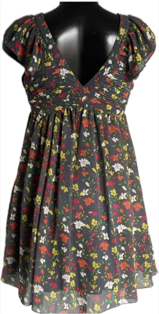 LIPSY Grey Floral Dress - Size UK8