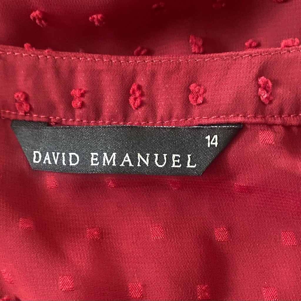David Emanuel Burgundy Top - Size Label