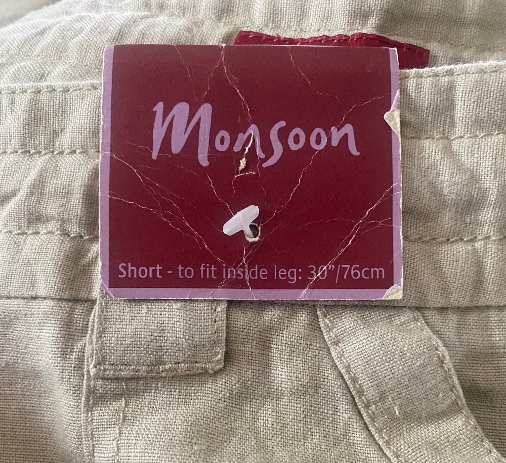 Monsoon Short Fit Linen Trousers - Label