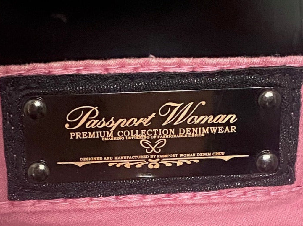 PASSPORT Skinny Fit Pink Jeans - Badge