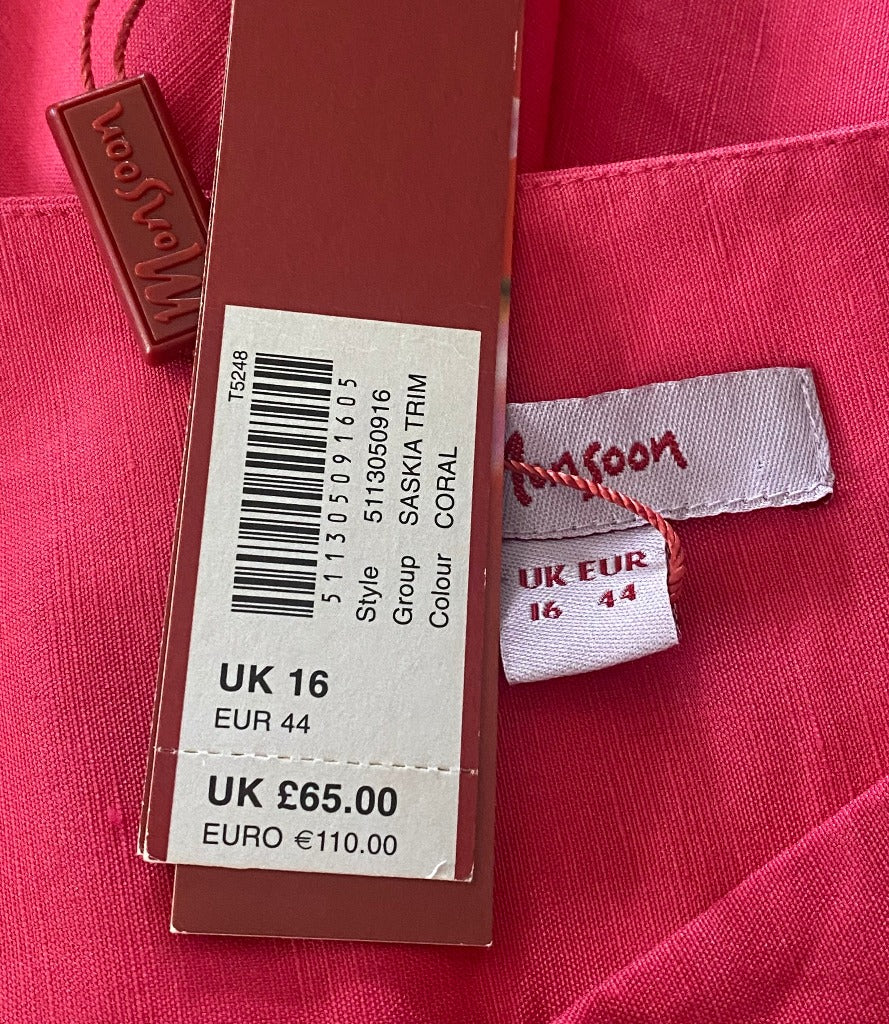 Monsoon Coral Pink Skirt - UK16 - RRP