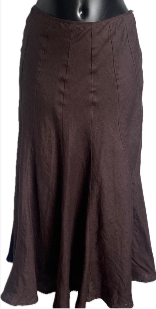 MONSOON Brown Linen Maxi Skirt - UK12