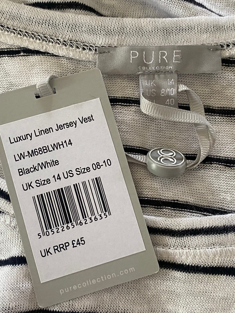 PURE Linen Vest Top size UK14 NEW with Tags