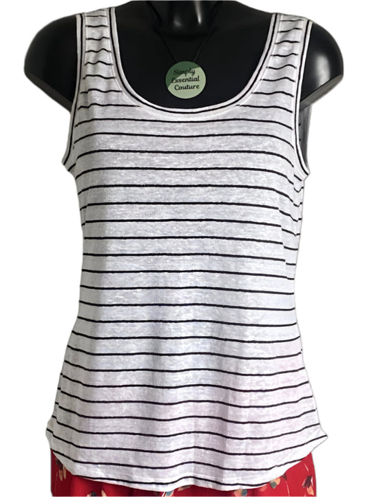 PURE Black & White Linen Vest Top - UK14