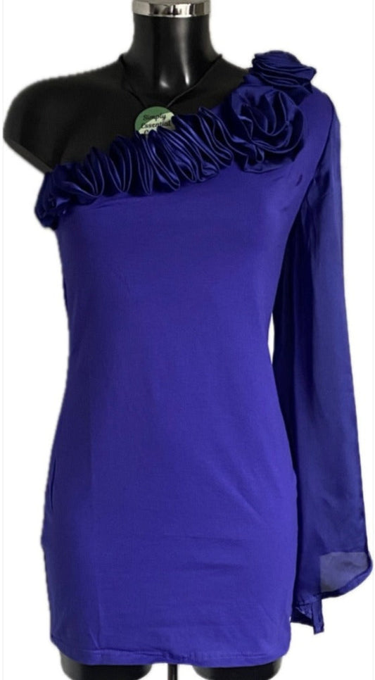 AX Paris Blue Off-The-Shoulder Dress - UK 12