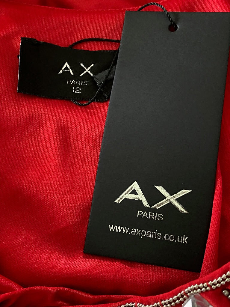AX Paris Red Ruched Jewelled Dress Tags