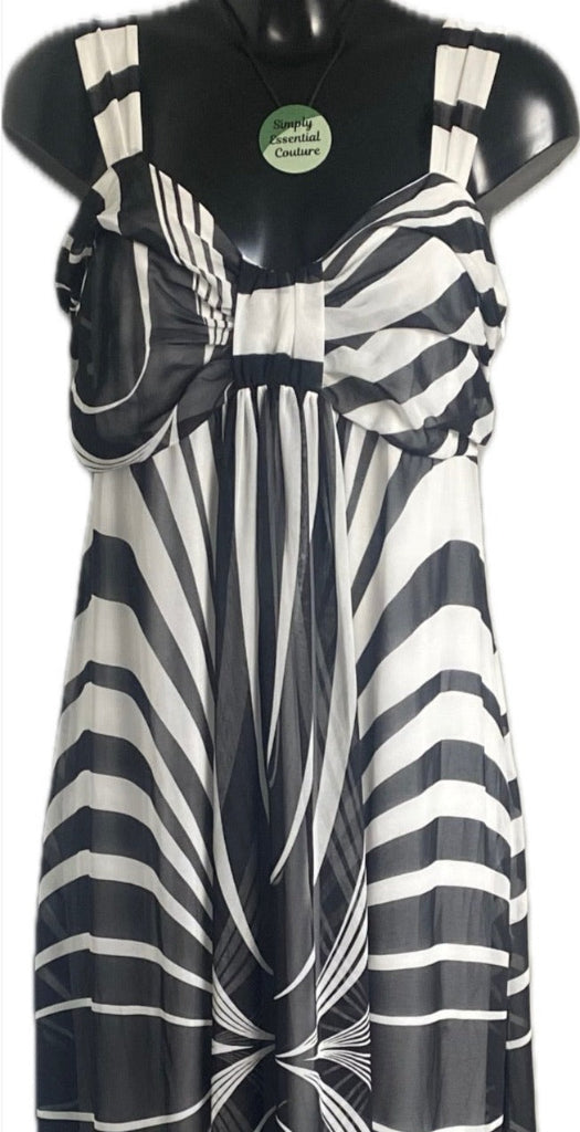 M&S Black/White Chiffon Maxi Dress UK14