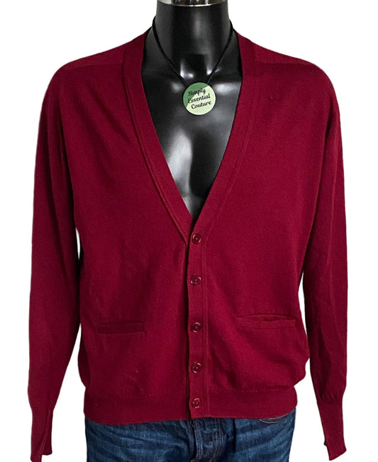 JOHN SMEDLEY Burgundy Cardigan Size L - Pre-loved