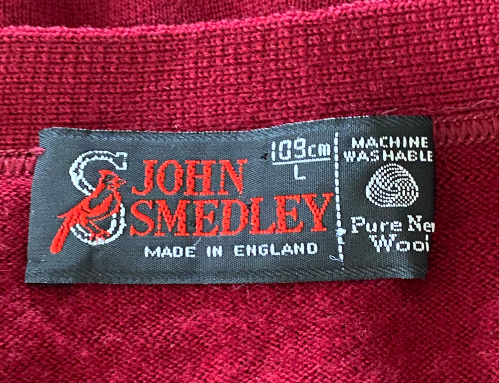 JOHN SMEDLEY Burgundy Cardigan Size L - Pre-loved