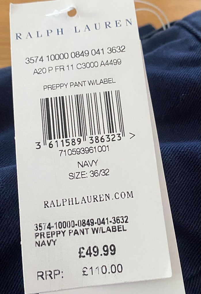 POLO Navy Chino Trousers - Price Tags