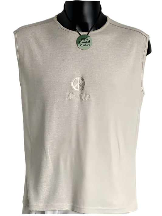 Moschino Cream Vest Top - Size XL - Front