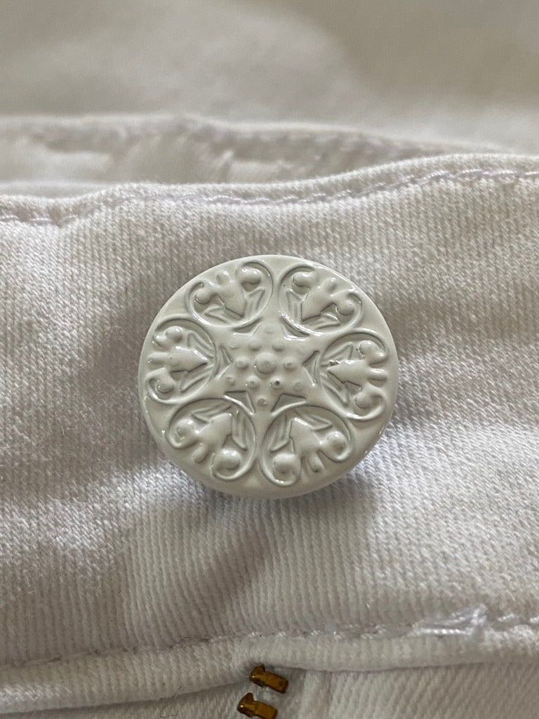 M&S White Cropped Jeggings Button