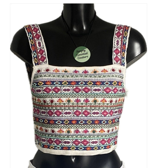 ZARA Multicoloured Crop Top - Size UK S