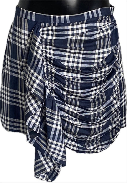 ZARA Navy and White Frill Skirt - Size UK L