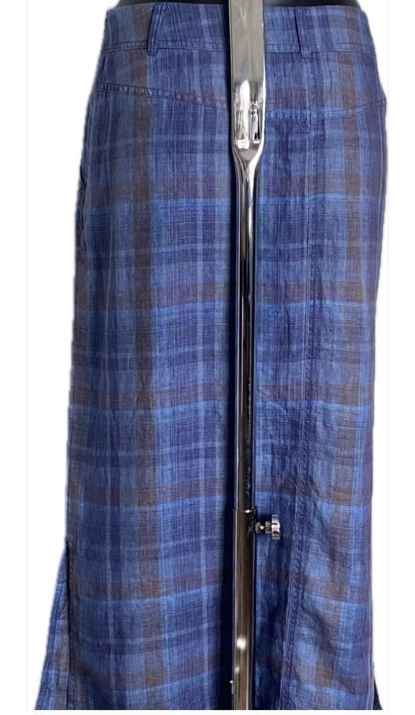 Poetry Blue Checked Maxi Skirt - UK16