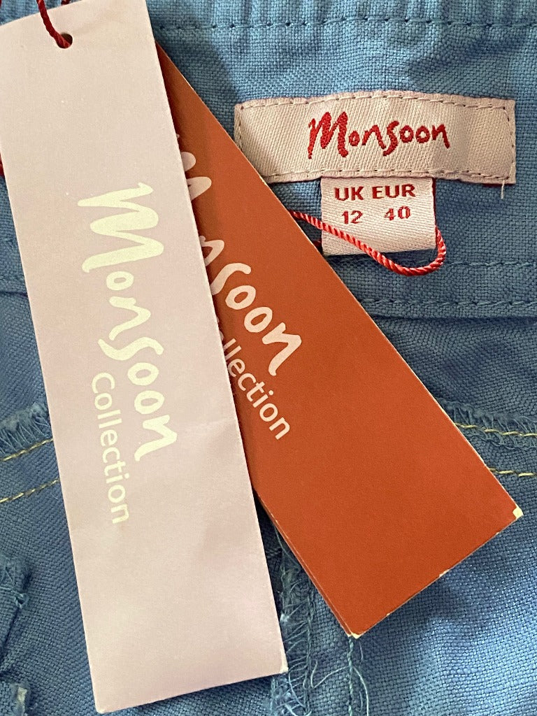 Monsoon Cropped Linen Trousers Size UK12 - NEW with Tags