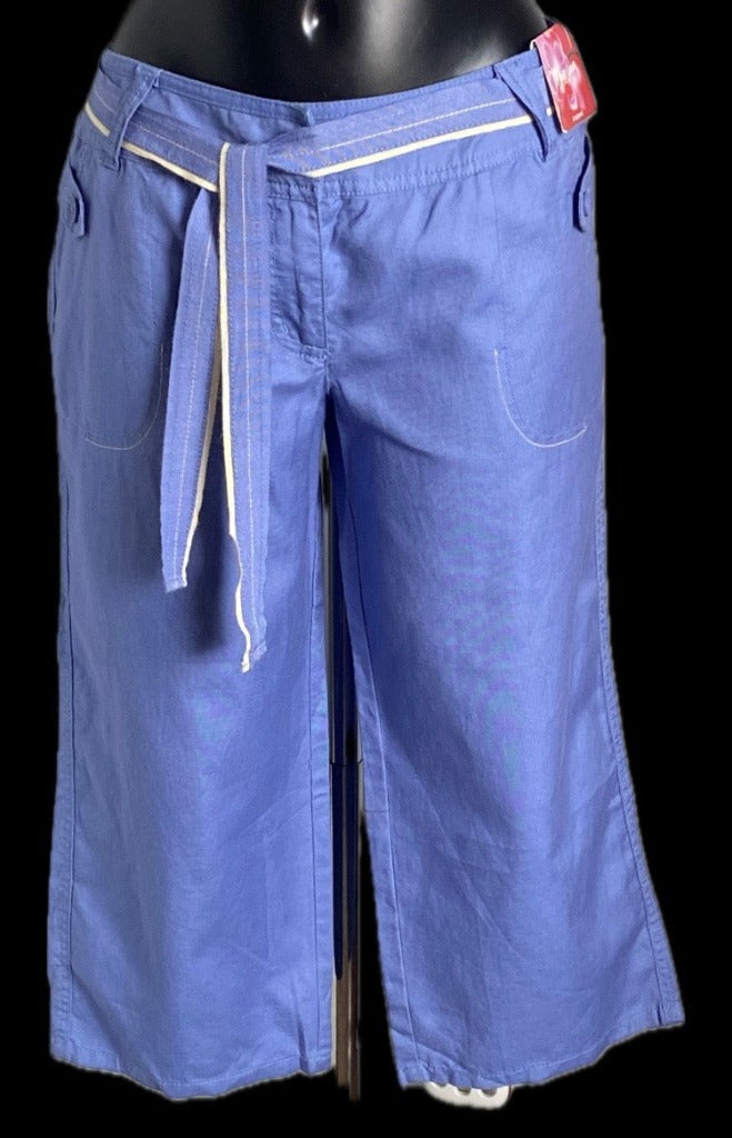 Monsoon Cropped Linen Trousers Size UK12 - NEW with Tags
