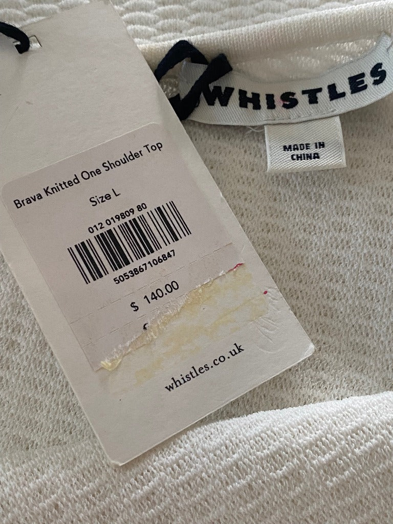 Whistles White Knitted One Shoulder Price