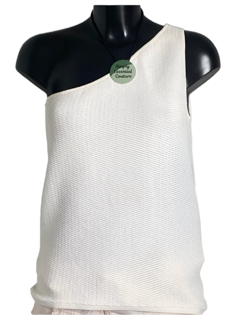 Whistles White Knitted One Shoulder Top - UK L